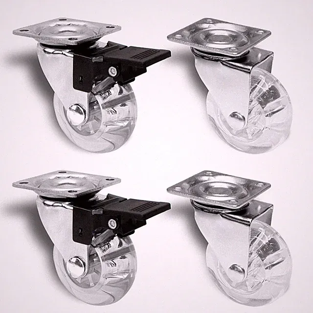 Möbelrollen Transparent Lenkrolle Bremse Transportrolle Kastenrolle Set 4 Rollen