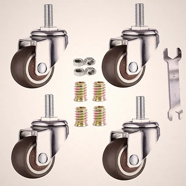 Möbelrollen Weichgummi für Möbelschrank Blumenständer 4 Stück 25mm M6x15mm