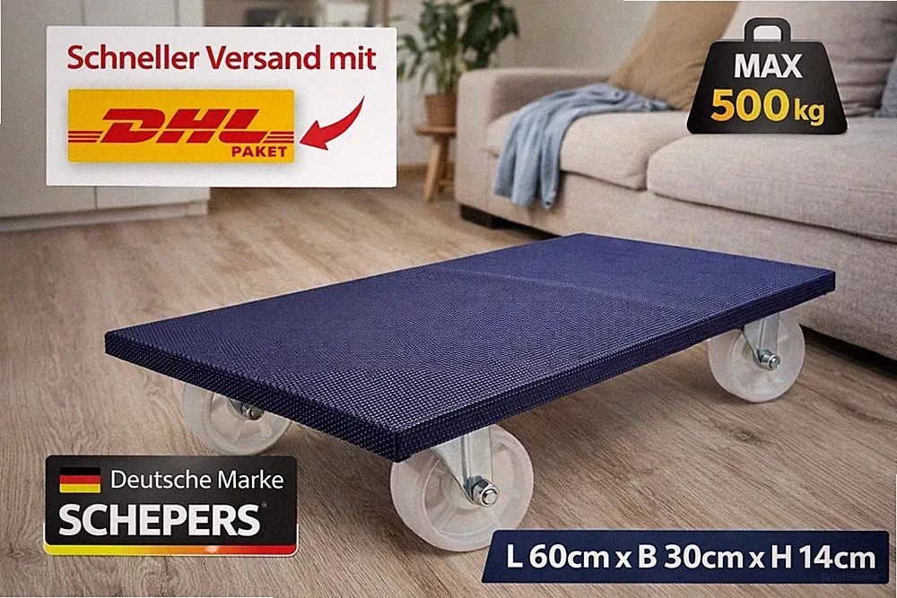 Möbelroller Transportroller Rollbrett 600 x 300 Antirutschüberzug 500kg