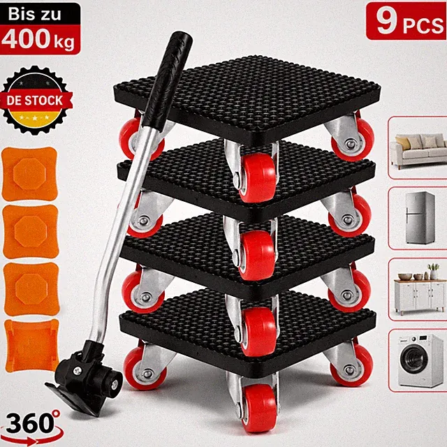 Möbelschieber Set 4 Stück 400 kg Tragfähigkeit 360° drehbar für Sofa Kühlschrank
