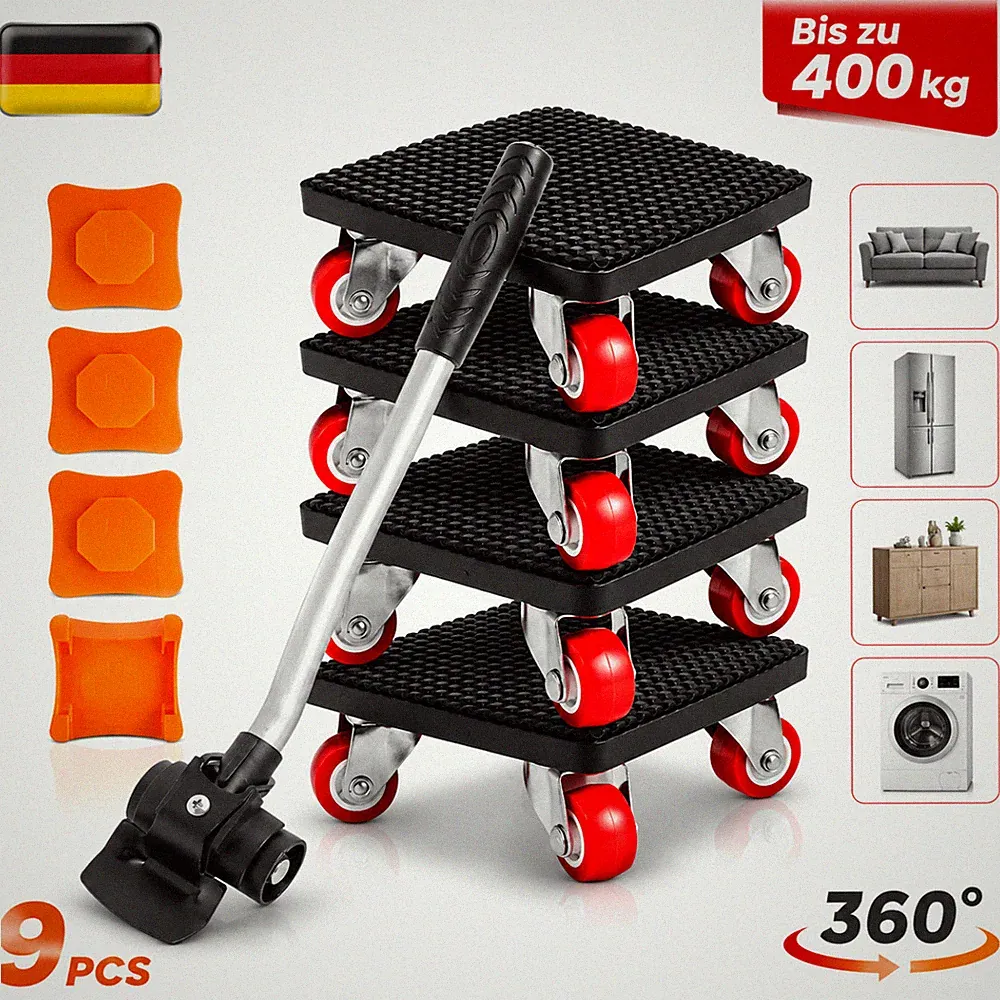 Möbelschieber Set 9-teilig Möbel Transportroller 400 kg Tragfähigkeit für Sofa