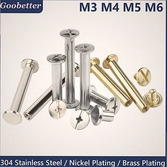 Möbelschrauben Flachkopf Hülsenmuttern mit Schrauben V2A Edelstahl M3 M4 M5 M6