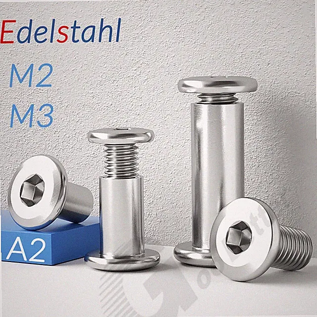 Möbelschrauben M2 M3 Flachkopfschrauben Hülsenmuttern A2 Edelstahl Innensechskan
