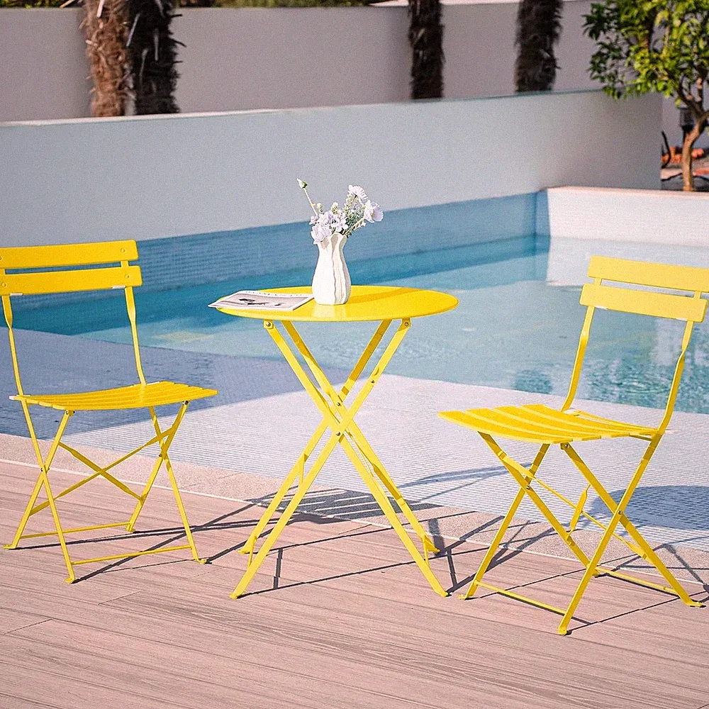 Möbelset 3 tlg. Gartenmöbel Balkonmöbel Stühle Tisch Set Eisen Gartenset Metall