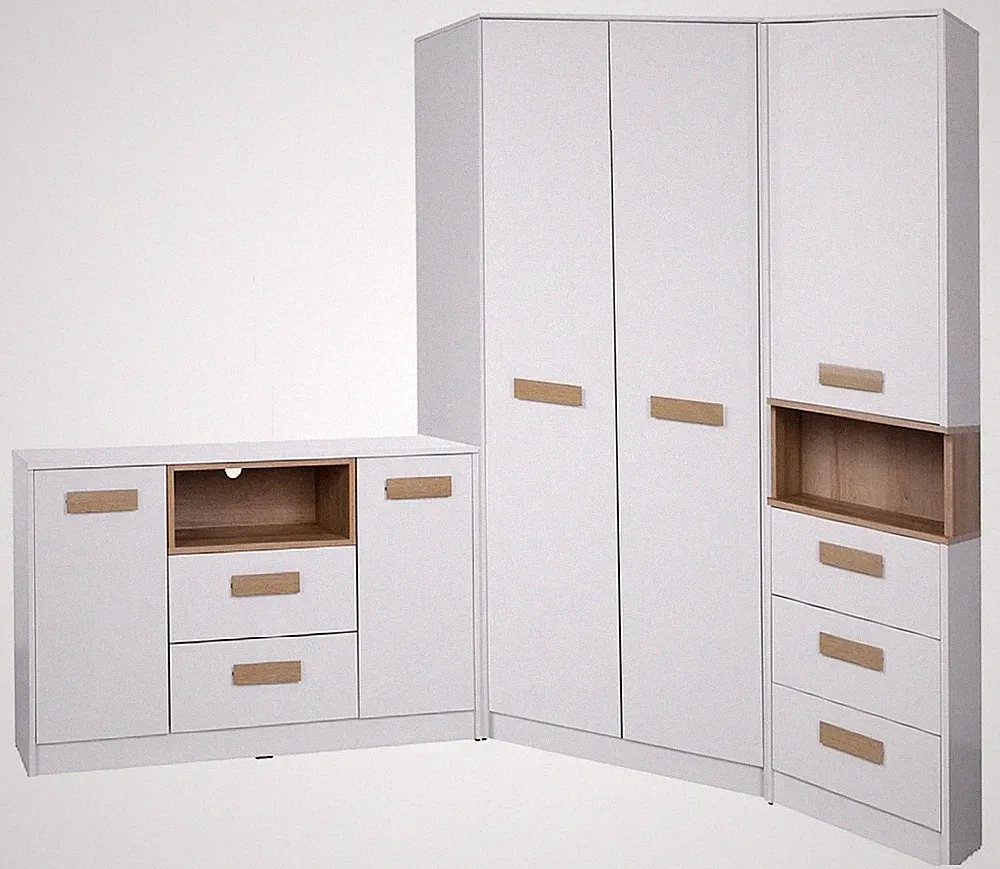 Möbelset GRANT Set 19 – Eckschrank,Kommode und Regal Schlafzimmer, Jugendzimmer