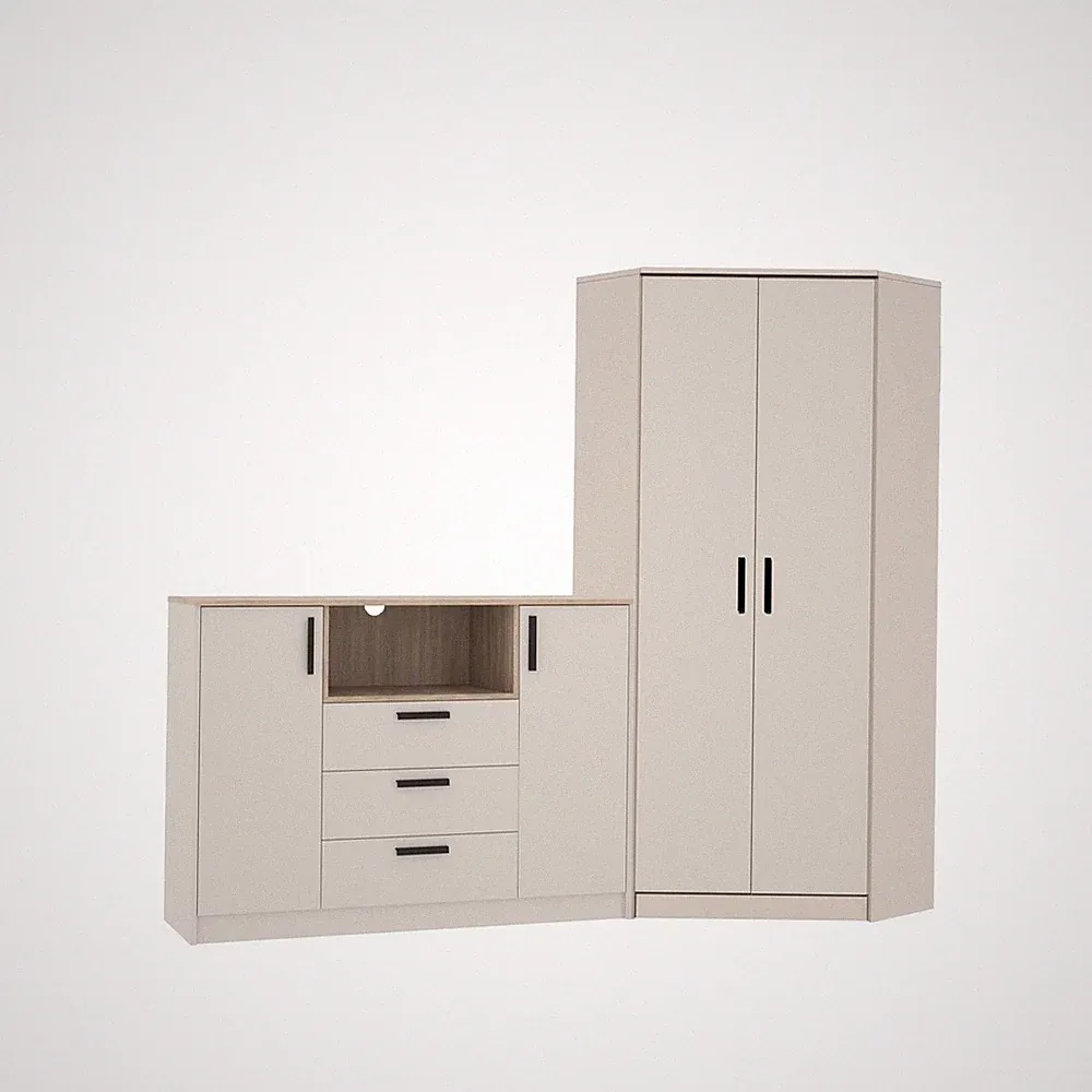 Möbelset GRANT Set 39C Kleiderschrank Kommode Wohnzimmer Schlafzimmer Eckschrank