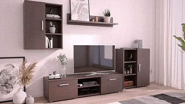 Möbelset Ikar WENGE Wohnwand fürs Wohnzimmer TV KOMMODE HÄNGESCHRANK