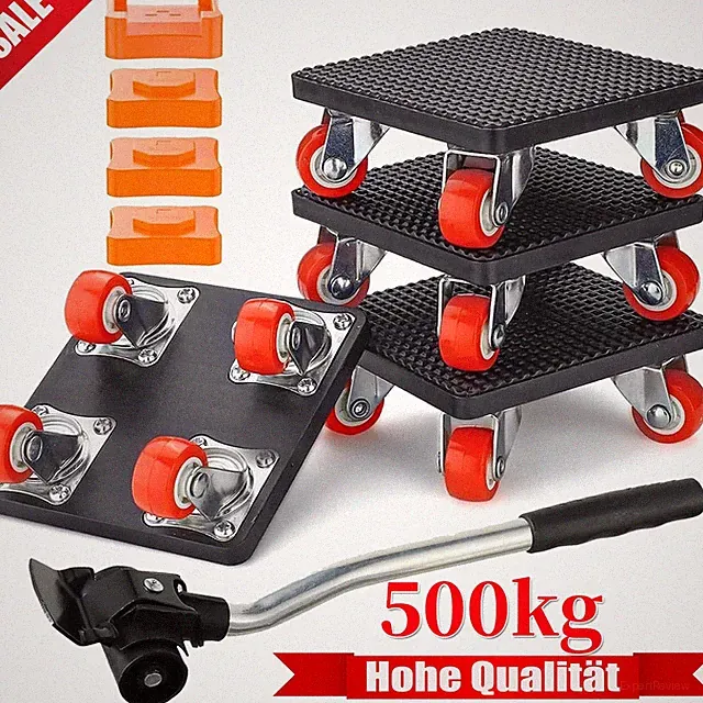 Möbeltransportrollen-Set, Schwerlast-Möbeltransporter mit Verlängerungsstange