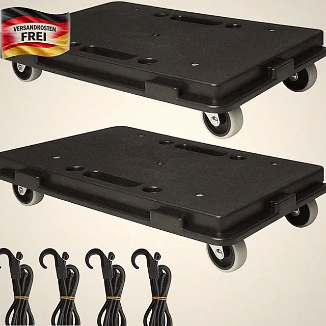 Möbeltransportroller 2er-Set 400kg Tragkraft 360° rotierende Räder Schwarz