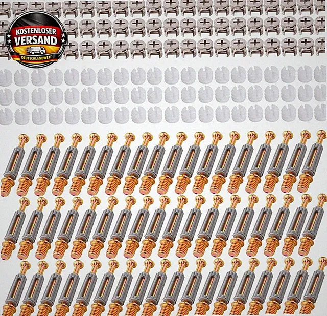 Möbelverbinder Set Exzenterbeschlag M6 für Schränke und Möbel 100er Pack