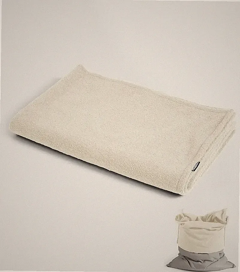 Mokebo Sitzsack Bezug Hülle Teddy Bouclé Beige Kuschelcover Bouclé Stoff