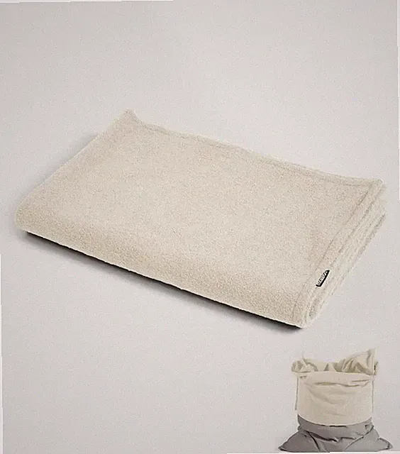 Mokebo Sitzsack Bezug Hülle Teddy Bouclé Beige Kuschelcover Bouclé Stoff946