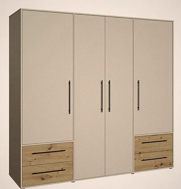 MOKKARIS Kleiderschrank 4-trg. Ca 206 cm breit Sand / Artisan von Forte Schrank