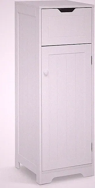 Mondeer Badschrank Schmal, Badezimmerschrank Mit 1 Schubladen 1 Tür 2 Regal, 32X