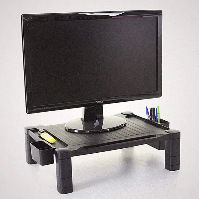 Monitorerhöhung HWC-E61, Schreibtischaufsatz Bildschirmerhöhung, 13x43x33cm