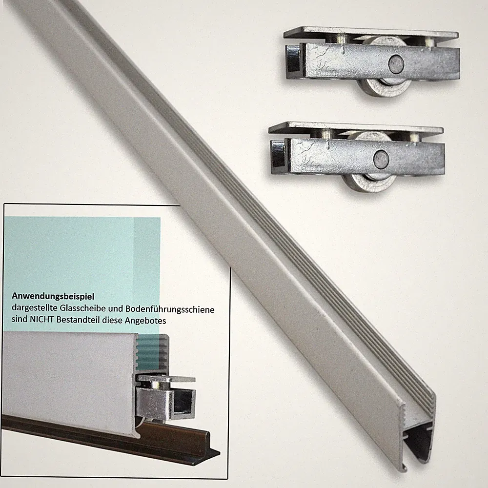Montageset f. Glastür Schiebetür Glas Aluminiumschiene Vitrinentür Möbel Schiene