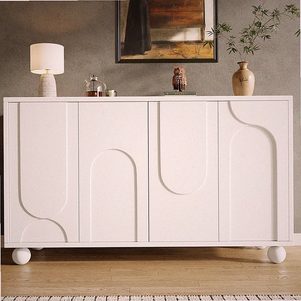 Mordern Anrichte Sideboard Seitenschrank Kommode mit 4 Türen 120cm verstellbarer