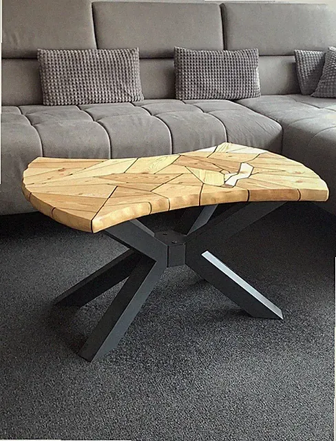 Mosaikplatte – 40 Einzelelemente – Holz & Epoxidharz – Designobjekt Unikat