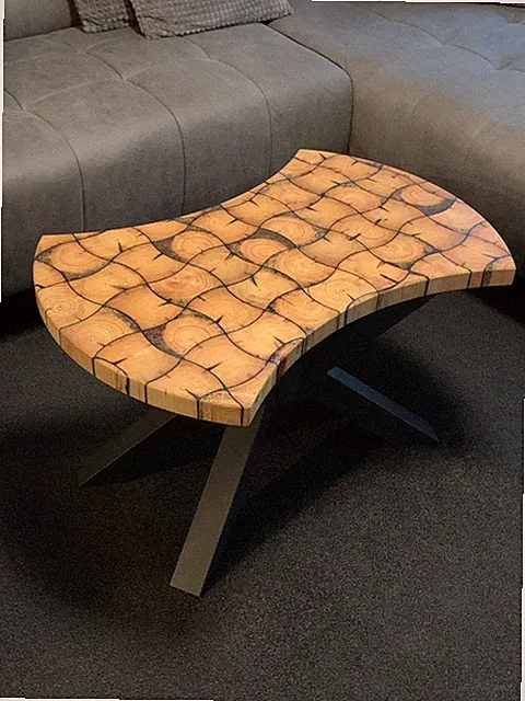 Mosaikplatte – 60 Einzelelemente – Holz & Epoxidharz – Designobjekt Unikat