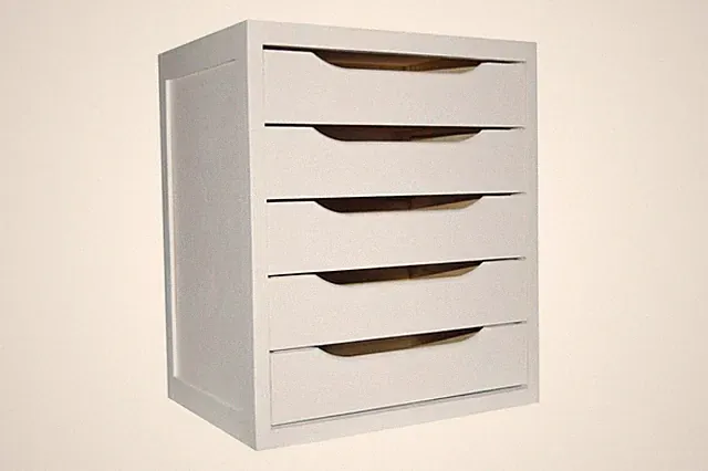 Mueblear Kommode mit 5 Schubladen in Weiß, 39 x 30 x 45 cm