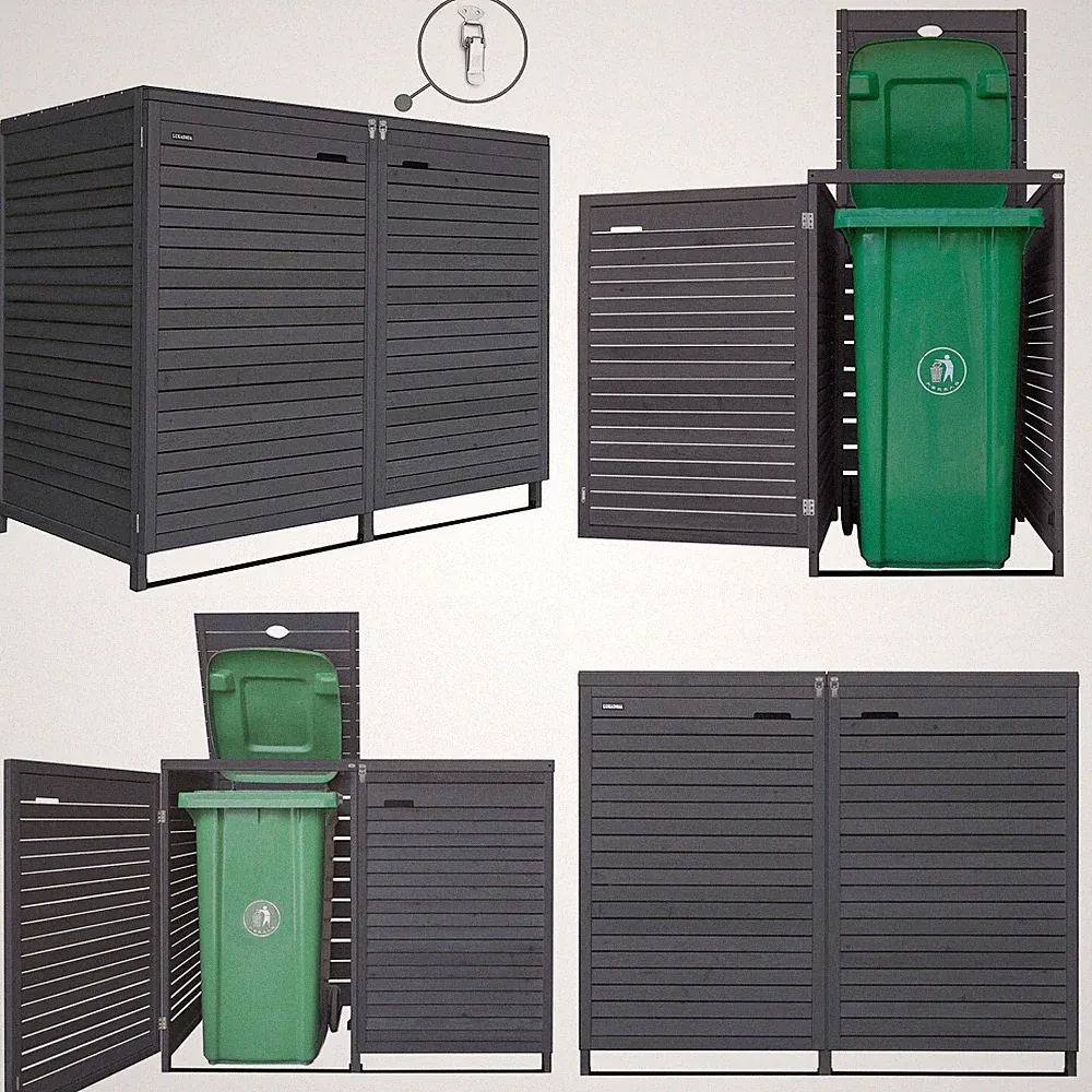 Mülltonnenbox Mülltonnenverkleidung aus Holz 120L - 240L mit Rückwand