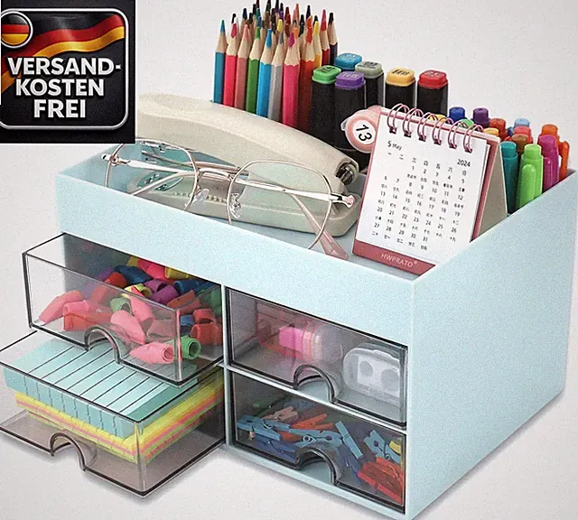 Multifunktionaler Desk Organizer für Büro und Make-up mit Schubladen und Fächern