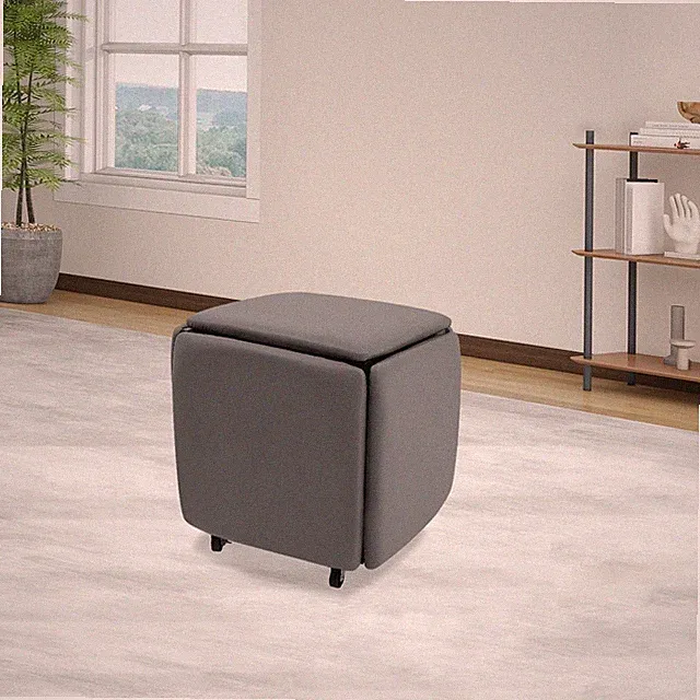 Multifunktionaler Sofahocker 5-in-1 Stapelbarer Kombinationshocker Grau