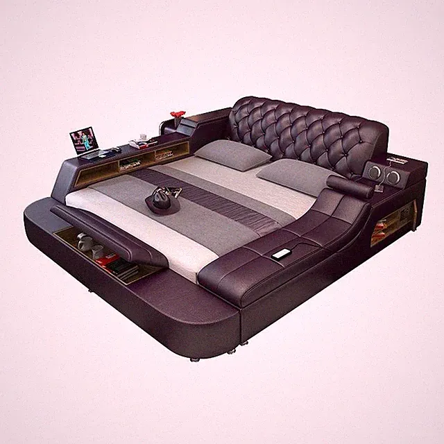 Multifunktionales Bett Moderner Stil Rosa Farbe Holzrahmen Weich