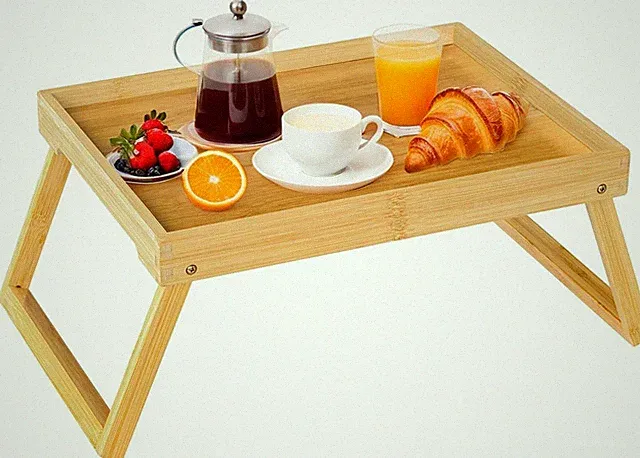 Multifunktionales Betttablett aus Bambus - Portables Frühstückstablett