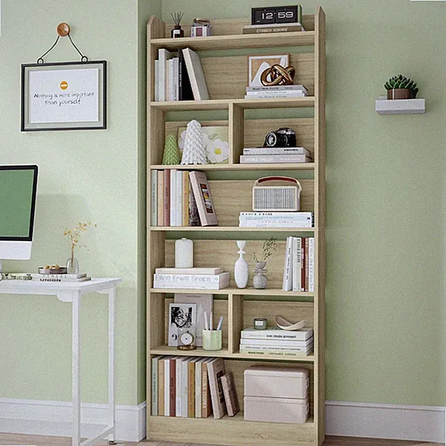 Multifunktionales Bücherschrank in Eichenbeige, ideal für Schlaf- und Wohnzimmer