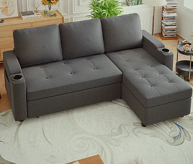 Multifunktionales Ecksofa L-Form - Schlaffunktion + Lagerung, Moderne Eckcouch