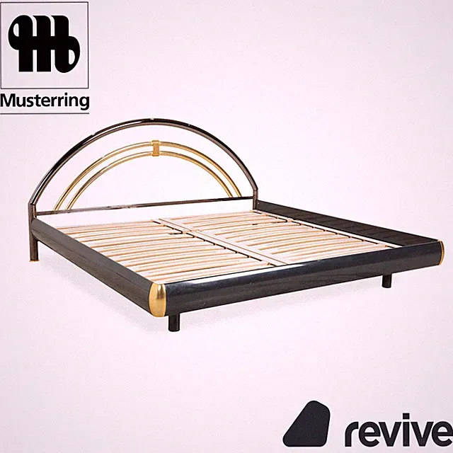 Musterring Doppelbett Metall mit Lattenrost schwarz gold