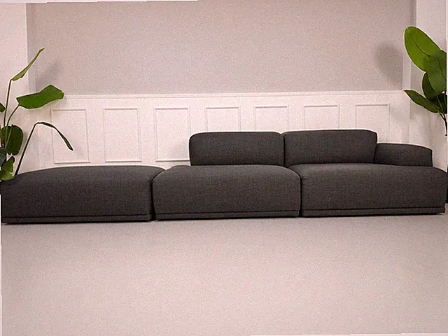 Muuto Connect Sofa Grau Stoff Ecksofa Couch Modular