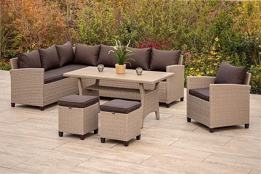 MX Gartenmöbel Palma Lounge-Eckset Esstischgruppe Terrassenmöbel Wintergarten