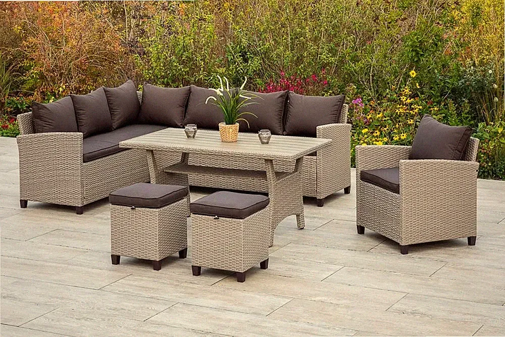 MX Gartenmöbel Palma Lounge-Eckset Esstischgruppe Terrassenmöbel Wintergarten