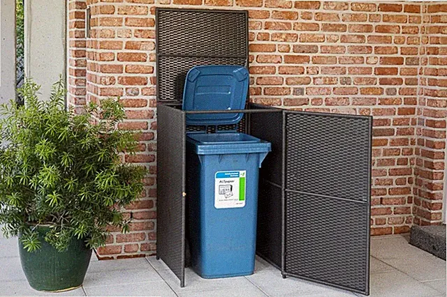 MX Mülltonnenabdeckung (80-120 L) Mülltonnenverkleidung Mulltonnenbox Rattan