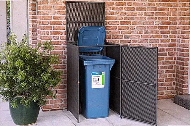 MX Mülltonnenabdeckung (80-120 L) Mülltonnenverkleidung Mulltonnenbox Rattan
