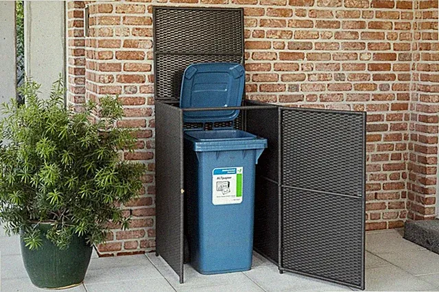 MX Mülltonnenabdeckung (80-120 L) Mülltonnenverkleidung Mulltonnenbox Rattan