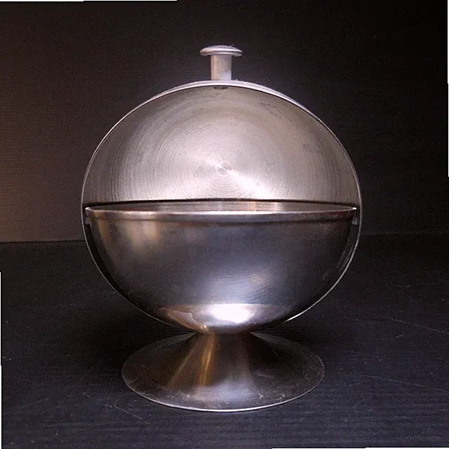 N9649 Sucrier Vide-Poche Metall Edelstahl Grau Art Déco Tisch Deko 20. Jh