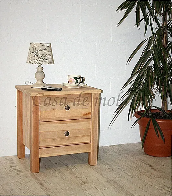 Nachtkommode mit Schubladen ANTON 46x49x36cm Kernbuche massiv geölt Nachtschrank