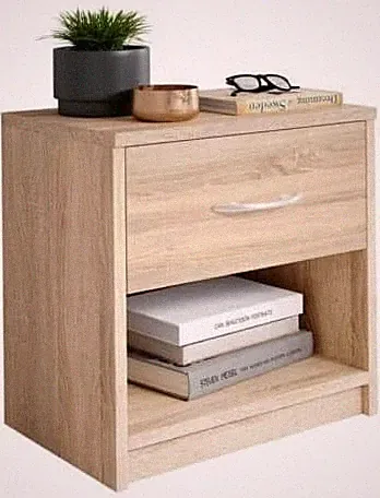 Nachtkommode Nachttisch Holz Sonoma Eiche Dekor ca. 39/41/28 cm mit Schublade...