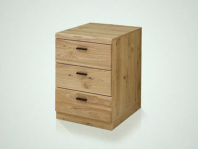 Nachtkommode Nachttisch Nachtschränkchen 3 Schübe GENNY MDF Massivholz Esche