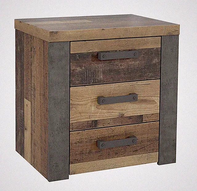 Nachtkonsole Nelleke Nachtschrank 56x41x54cm old wood vintage beton dunkelgrau