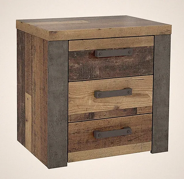 Nachtkonsole Nelleke Nachtschrank 56x41x54cm old wood vintage beton dunkelgrau
