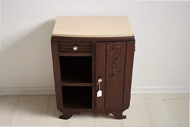 Nachtschrank Beisteller Eiche ArtDeco Kommode Belgien um 1930-40 Kle210