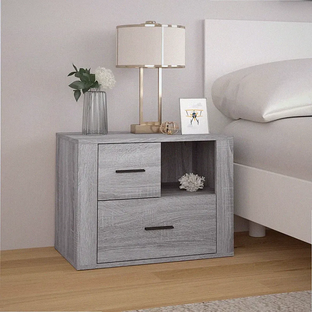 Nachtschrank Grau Sonoma 60x36x45 cm Ingenieurholz Rustikal Nachttisch Store