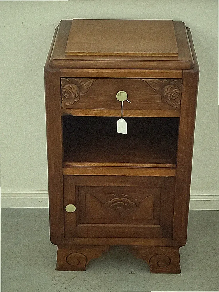 Nachtschrank Kommode Antik Eiche Art Deco Beisteller Frankreich um 1930 Kle342