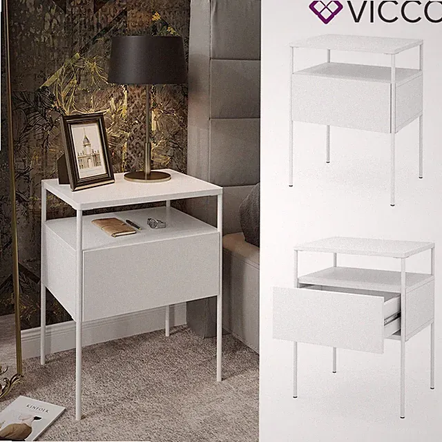 Nachtschrank Mira Weiß 40 x 50 cm Schublade Ablage Nachtkommode modern Vicco