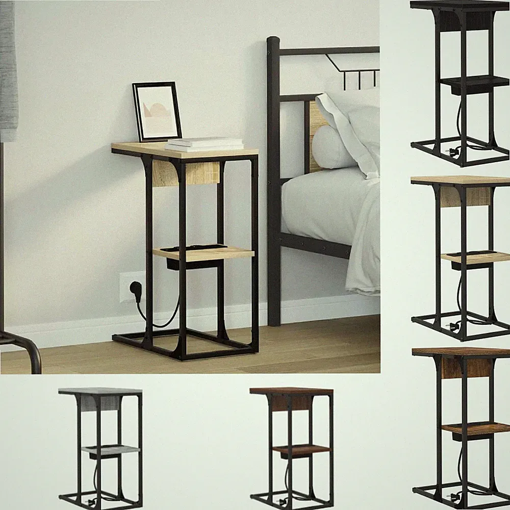 Nachttisch Holzwerkstoff Schlafzimmermöbel Moderner Tisch mit Regal vidaXL