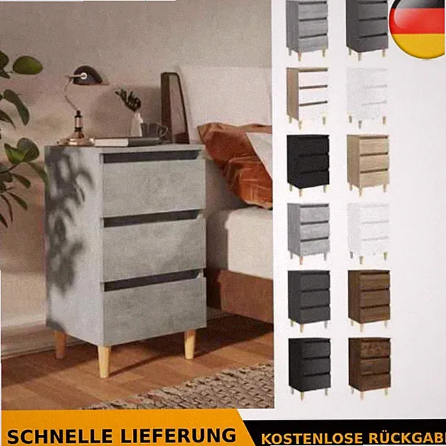 Nachttisch Massivholz-Beine Nachtschrank Nachtkommode mehrere Auswahl vidaXL